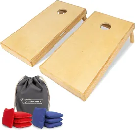GoSports 4 ft x 2 ft Commercial Grade Cornhole Boards - Natural or Light Brown - Set Includes 8 Regulation Tournament Style Bean Bags