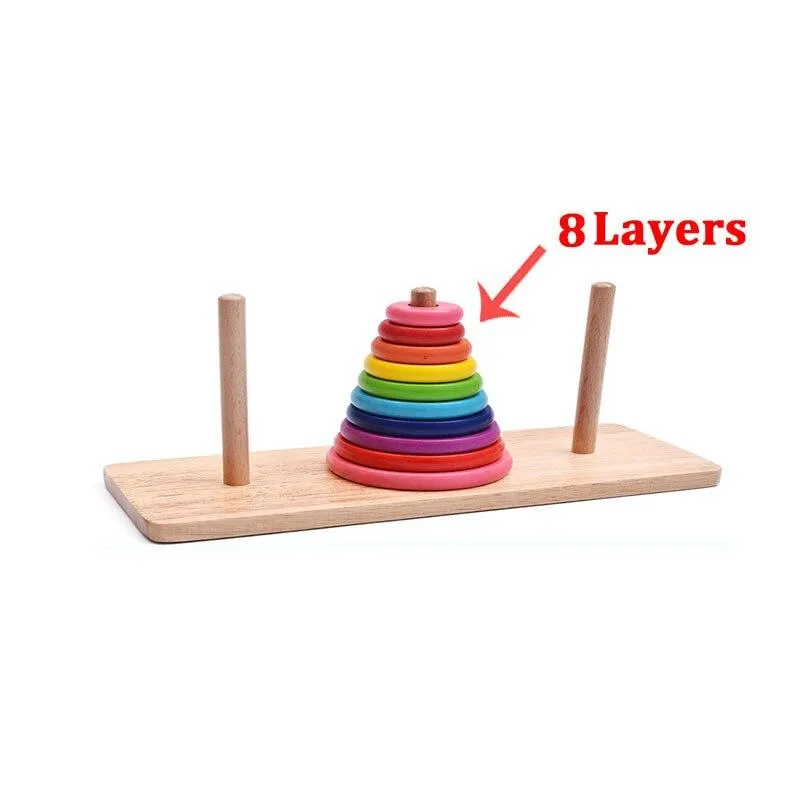 Hanoi Tower Kids Educational Toys Wooden Puzzle Stacking Tower Early Learning Classic Mathematical Puzzle Children Baby Toys