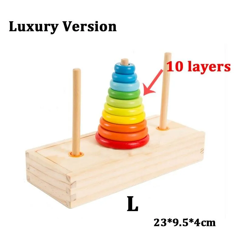 Hanoi Tower Kids Educational Toys Wooden Puzzle Stacking Tower Early Learning Classic Mathematical Puzzle Children Baby Toys