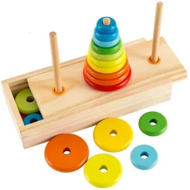 Hanoi Tower Kids Educational Toys Wooden Puzzle Stacking Tower Early Learning Classic Mathematical Puzzle Children Baby Toys