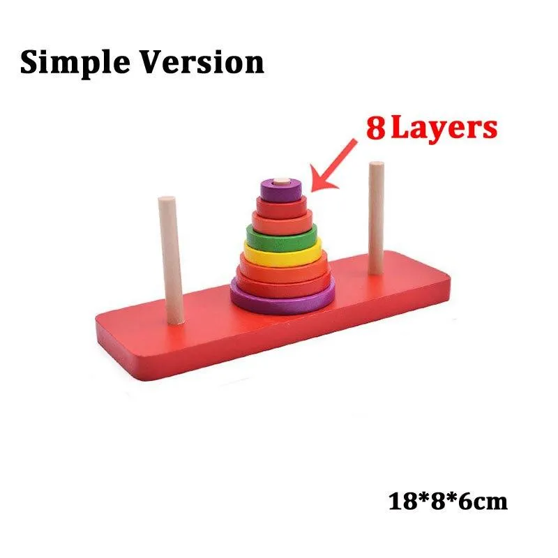 Hanoi Tower Kids Educational Toys Wooden Puzzle Stacking Tower Early Learning Classic Mathematical Puzzle Children Baby Toys
