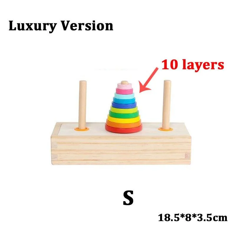 Hanoi Tower Kids Educational Toys Wooden Puzzle Stacking Tower Early Learning Classic Mathematical Puzzle Children Baby Toys
