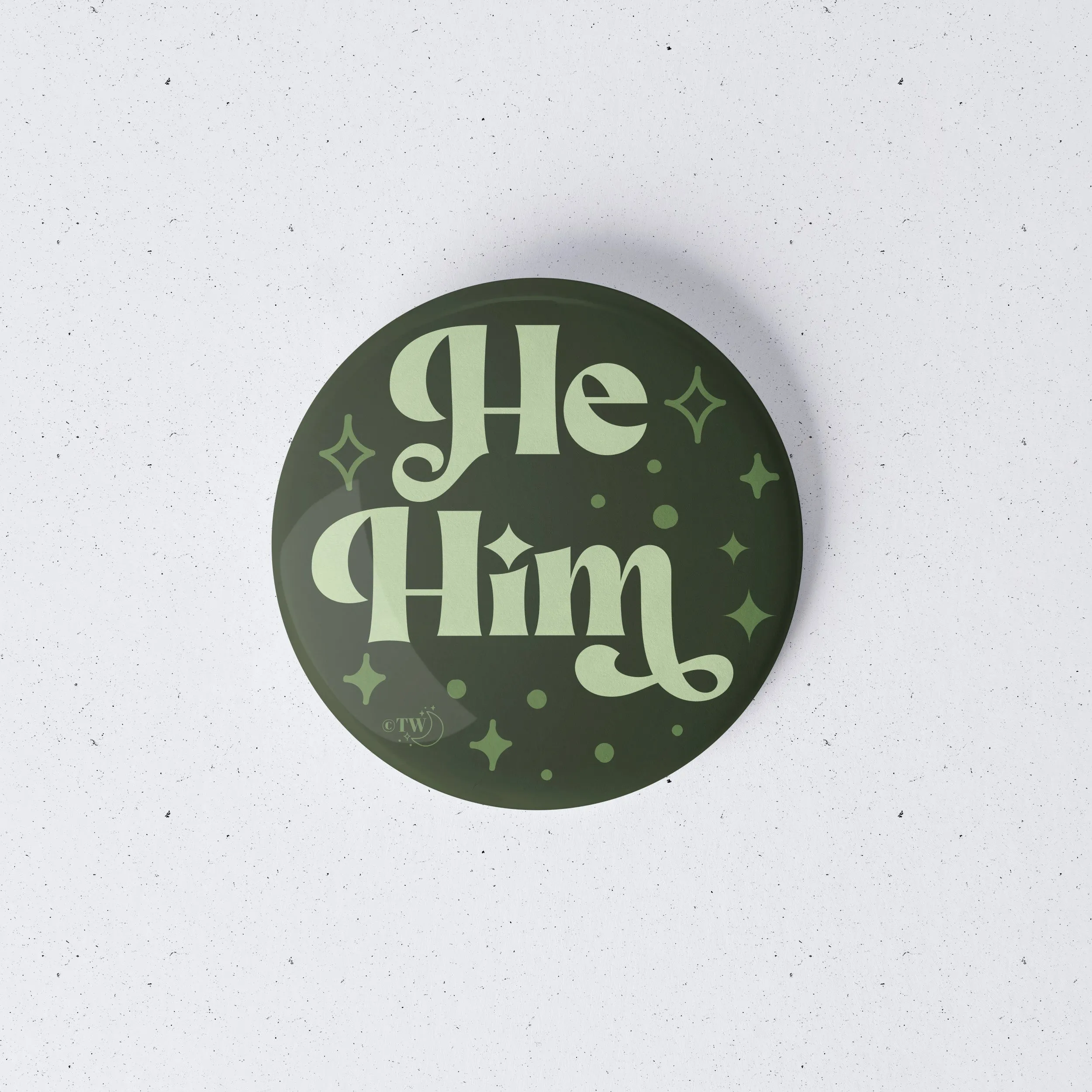 He / Him Pronouns Retro Stars 1" Mini Button Pin