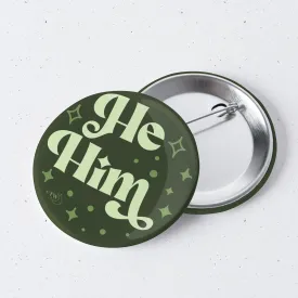 He / Him Pronouns Retro Stars 1" Mini Button Pin