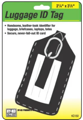 Hy-Ko KC150 Handsome Leather Look Luggage I.D. Tag, 2-1/4" x 3-1/2"