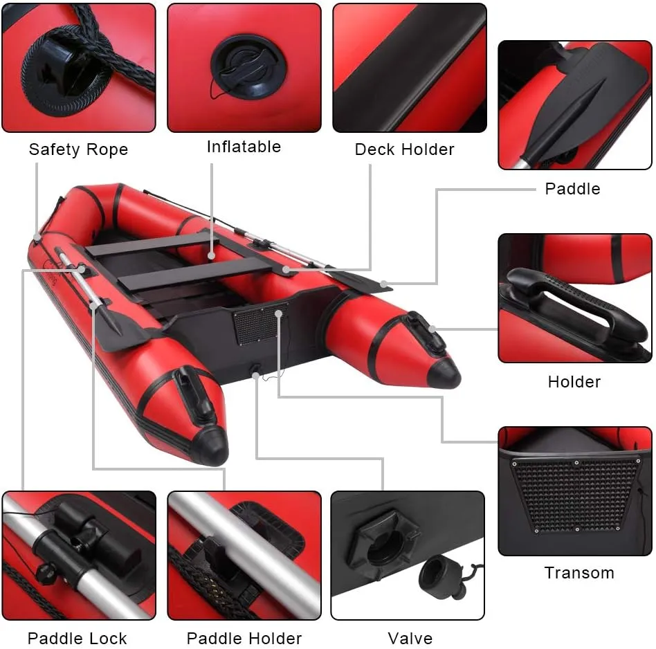 Inflatable Boat Set,Thicken Inflatable Rafts with Air Pump Rope Paddle for Adults and Kids