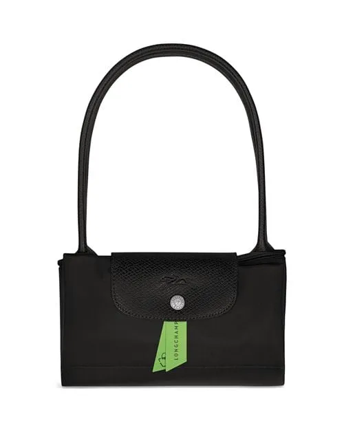 Le Pliage Medium Green Shoulder Bag Made from Longchamp Recycled Material , color Black