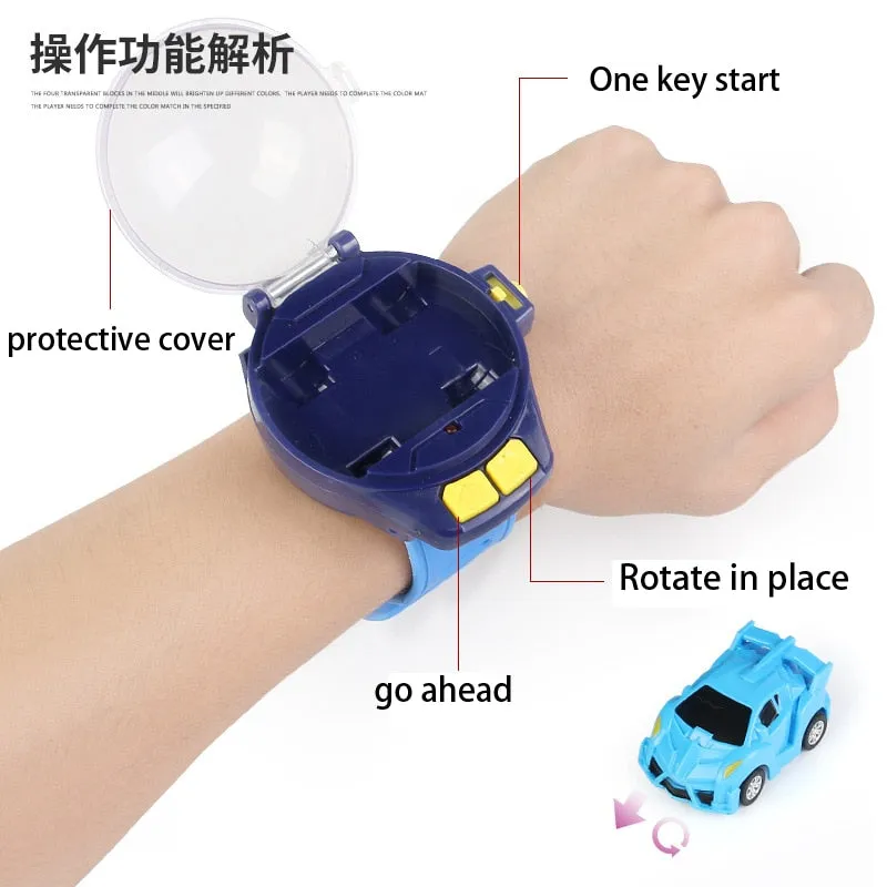 Mini Cartoon RC Small Car Analog Watch Remote Control Cute Infrared Sensing Model Batteryed Toys For Children Gifts