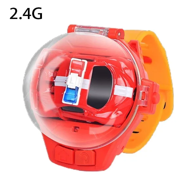 Mini Cartoon RC Small Car Analog Watch Remote Control Cute Infrared Sensing Model Batteryed Toys For Children Gifts