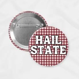 Mississippi State Game Day Pin Button, Gingham Hail State