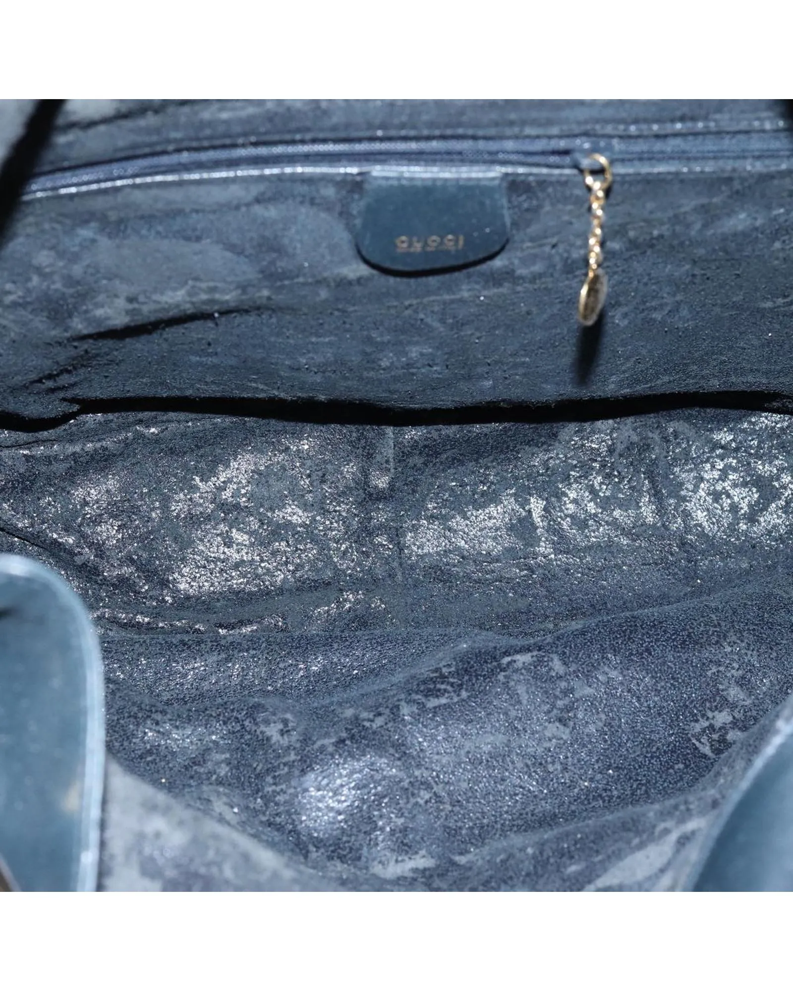 Navy Leather 2-Way Hand Bag with Bamboo Handle