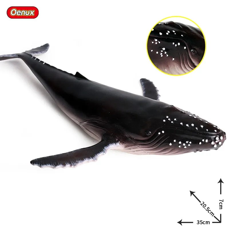 Oenux Large Size Sea Life Animals Soft Great White Shark Big Shark Action Figures Model Lifelike Educational Toys For Kids Gift
