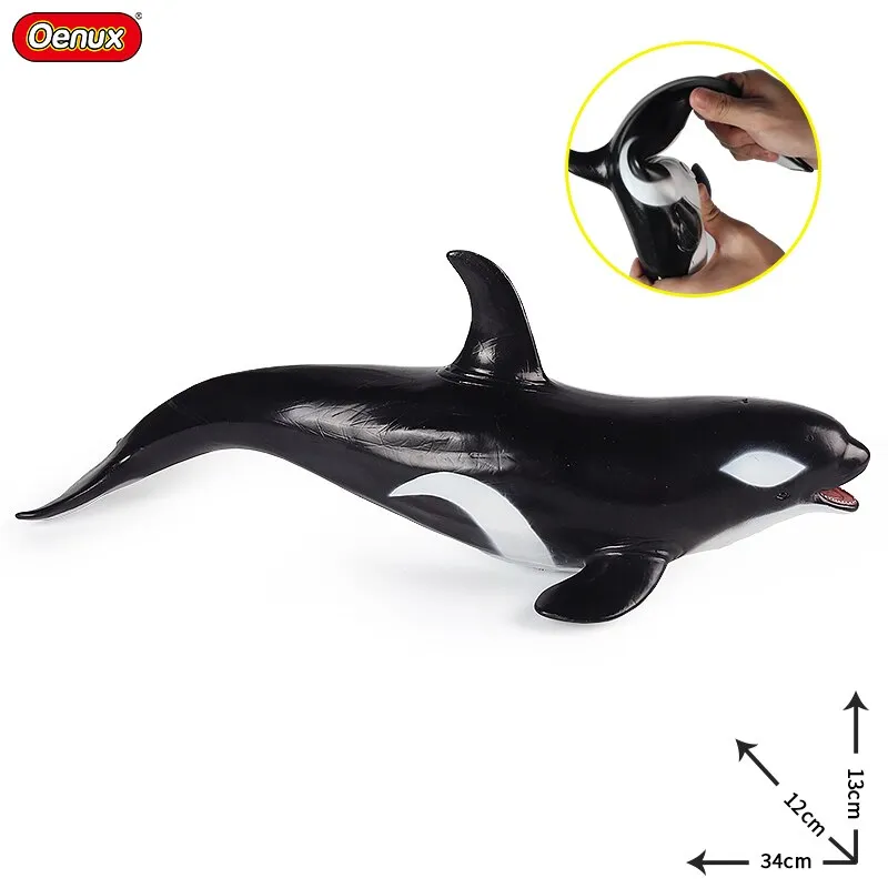 Oenux Large Size Sea Life Animals Soft Great White Shark Big Shark Action Figures Model Lifelike Educational Toys For Kids Gift