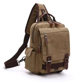 Outdoor Travel Messenger Canvas Chest Bag, Color: Khaki