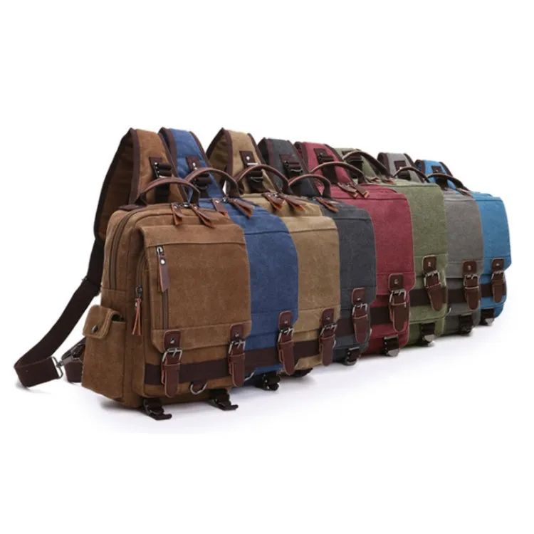 Outdoor Travel Messenger Canvas Chest Bag, Color: Khaki