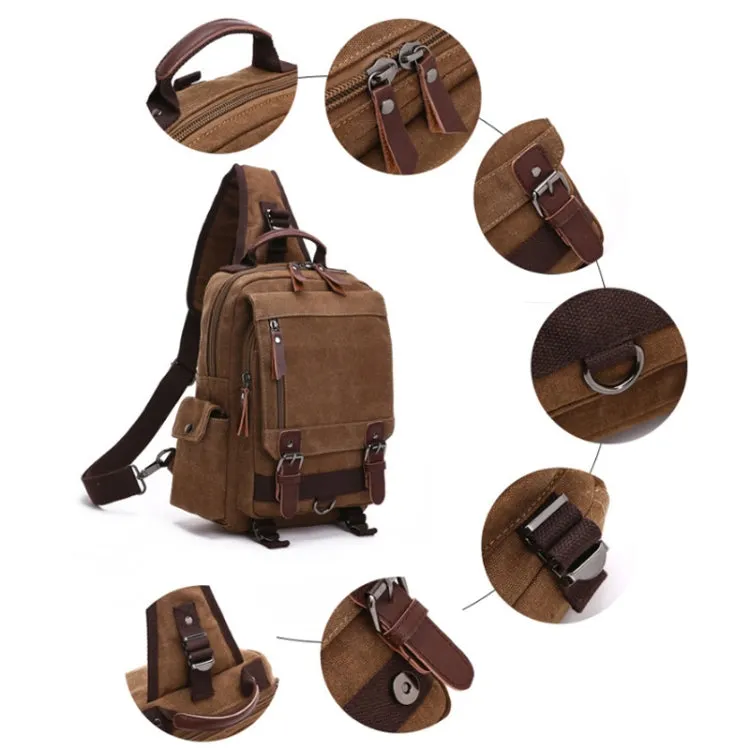 Outdoor Travel Messenger Canvas Chest Bag, Color: Khaki