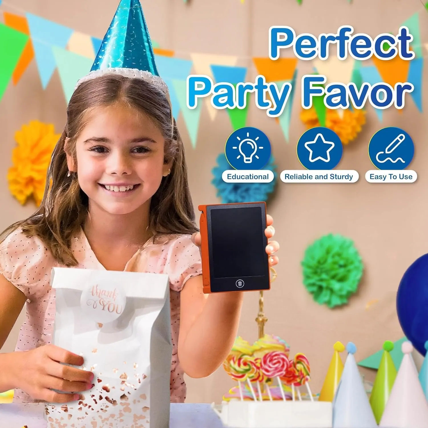 Party Favor Mini LCD Writing Tablet for Kids, 6 Pack  4.5 Inch Mini Drawing Board. Fun and Educational for Kids That Sketch and Doodle. Perfect Goodie Bag and Gift Bag Filler, School Prize Or Gift