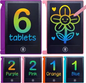 Party Favor Mini LCD Writing Tablet for Kids, 6 Pack  4.5 Inch Mini Drawing Board. Fun and Educational for Kids That Sketch and Doodle. Perfect Goodie Bag and Gift Bag Filler, School Prize Or Gift