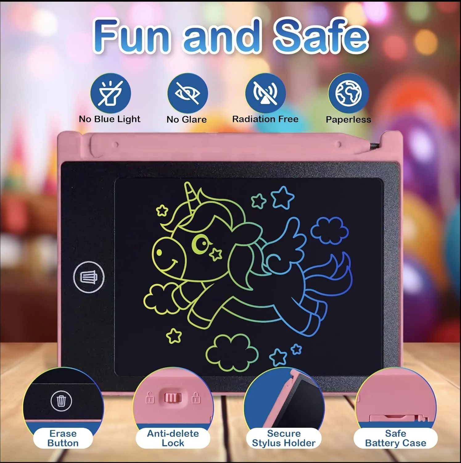 Party Favor Mini LCD Writing Tablet for Kids, 6 Pack  4.5 Inch Mini Drawing Board. Fun and Educational for Kids That Sketch and Doodle. Perfect Goodie Bag and Gift Bag Filler, School Prize Or Gift