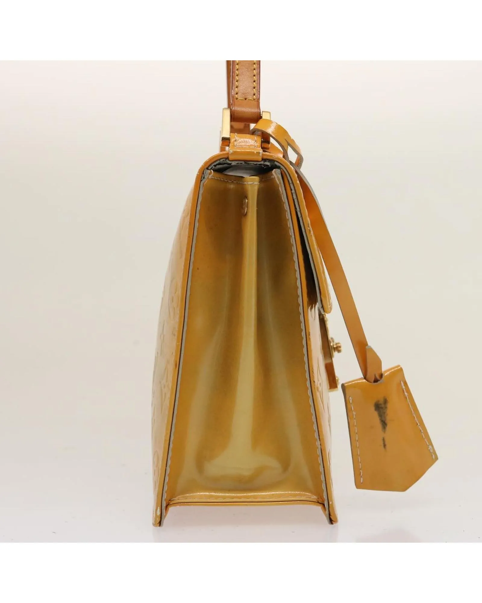 Patent Leather Hand Bag with Key Accessory and Clochette