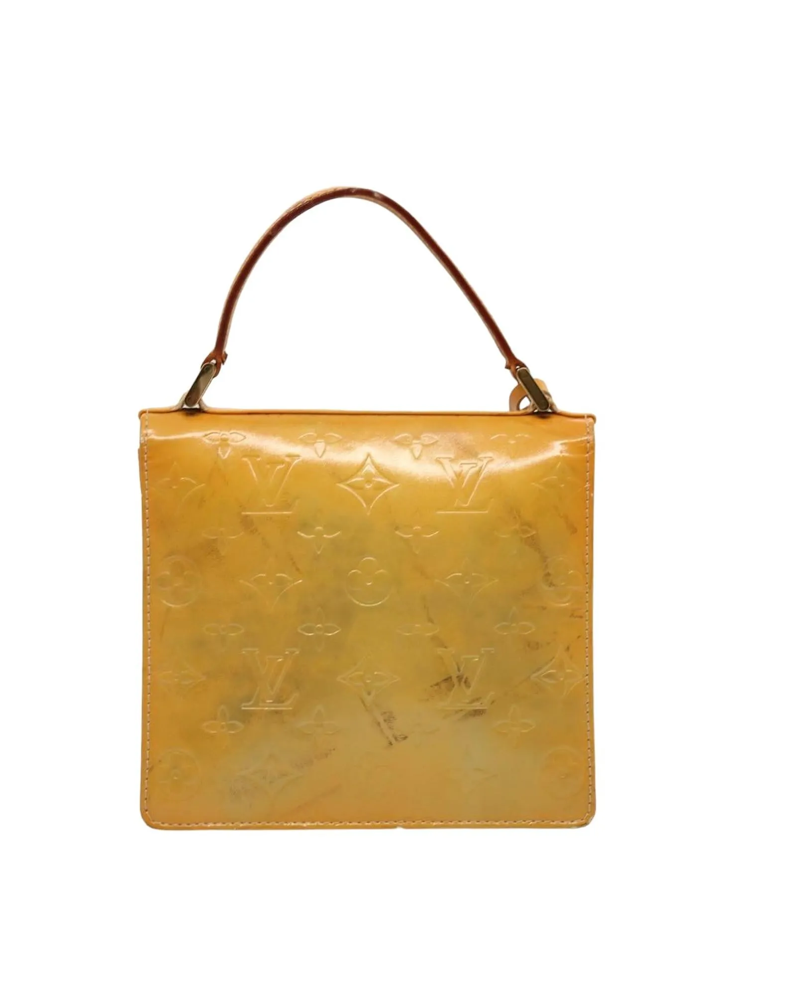 Patent Leather Hand Bag with Key Accessory and Clochette