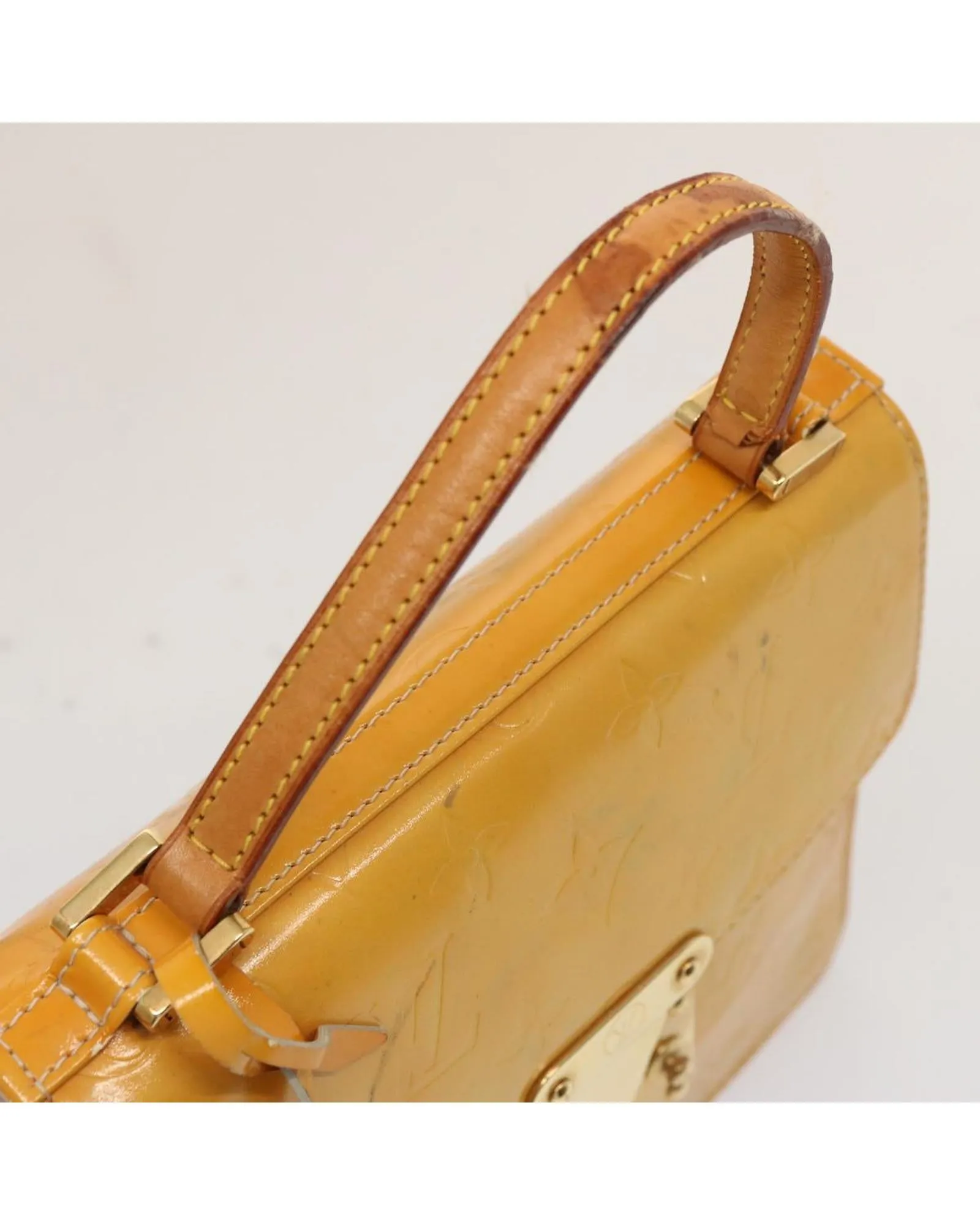 Patent Leather Hand Bag with Key Accessory and Clochette