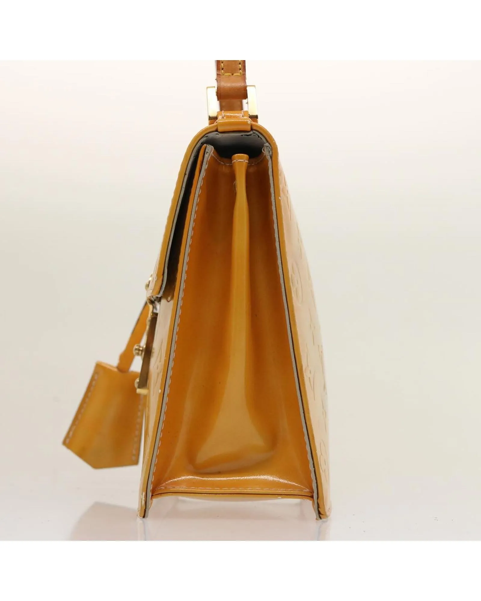 Patent Leather Hand Bag with Key Accessory and Clochette
