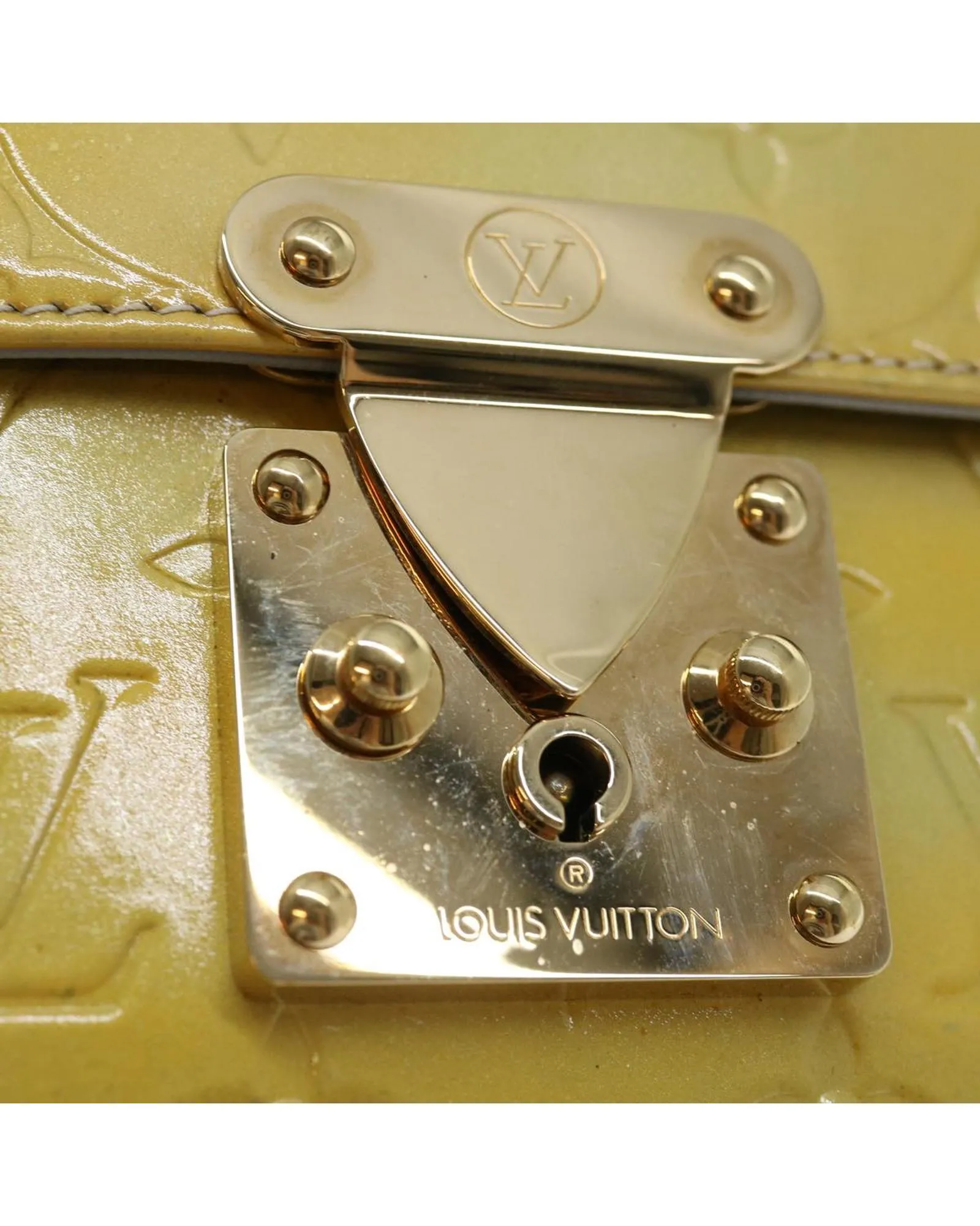 Patent Leather Hand Bag with Key and Clochette Accessory