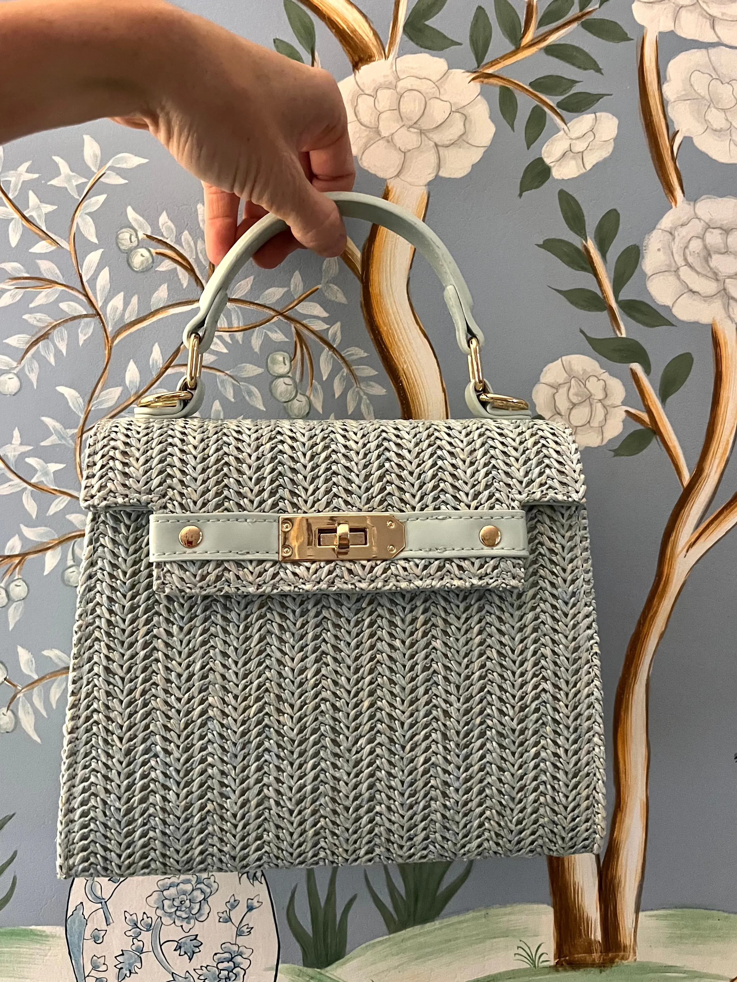 Percy Woven Light Blue Crossbody