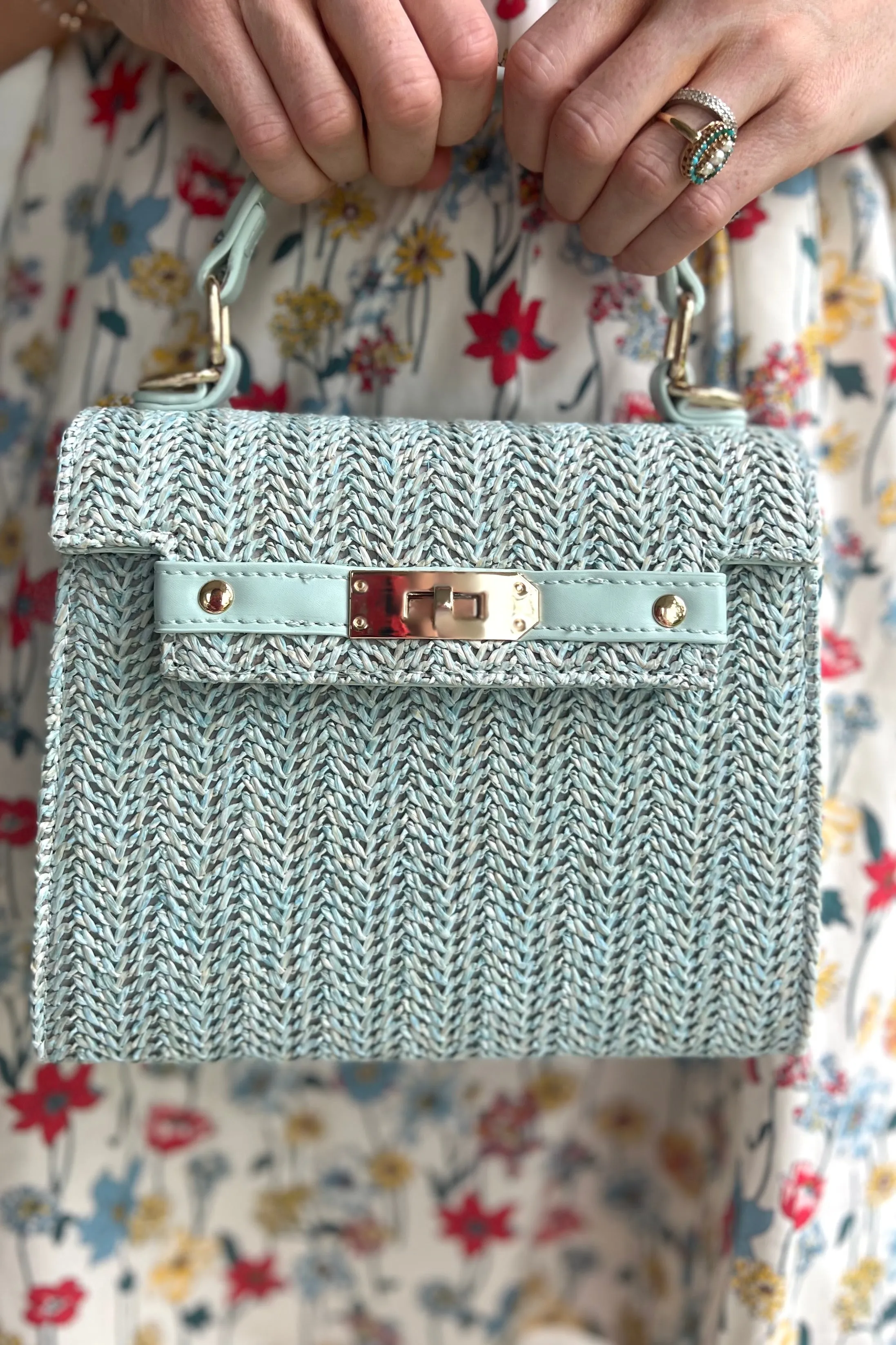 Percy Woven Light Blue Crossbody