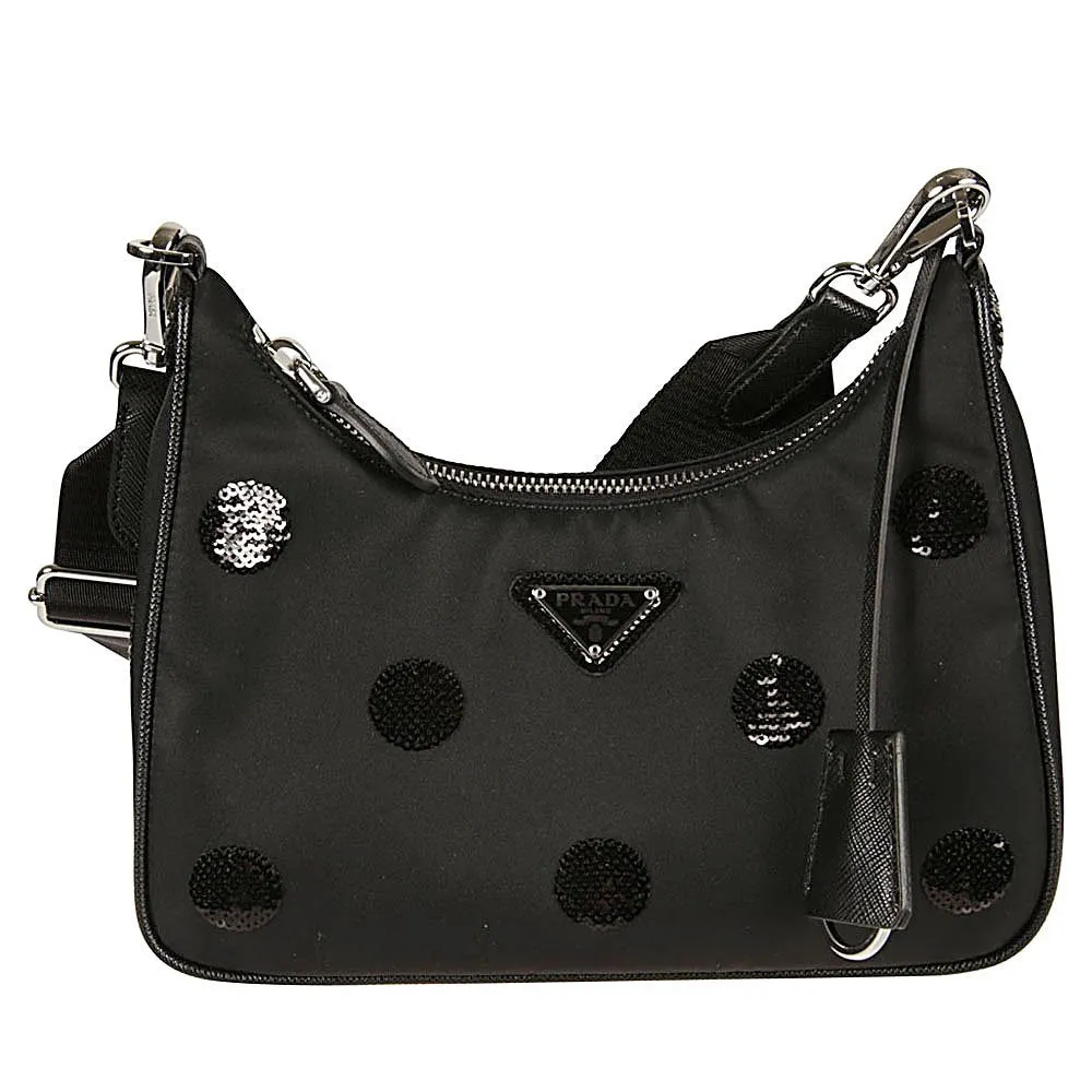 Prada Re-Edition 2005 Hobo Bag Tessuto Nylon Sequin Embellished