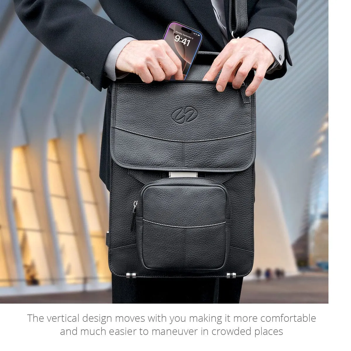Premium Leather Briefcase Backpack