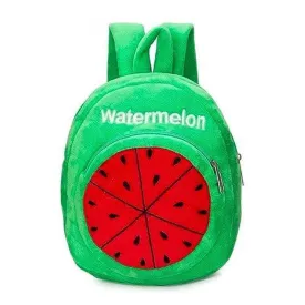 Premium Quality Soft Design Green Red Watermelon Fruit Shape School Bag for Kids - 14 Inches