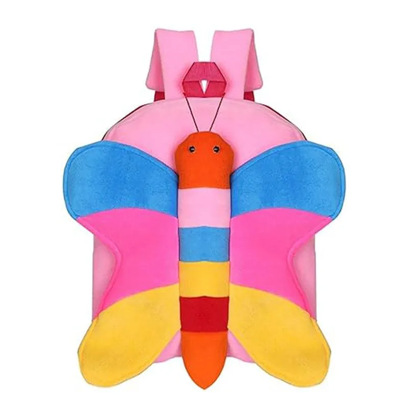 Premium Quality Soft Design Multicolour Butterfly Shape School Bag for Kids - 14 Inches