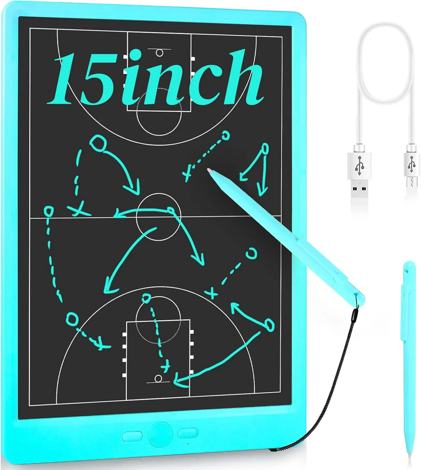 Rechargeable Electronic Basketball Coaching Board - Baskball Tactical Coach Board with Stylus Pen for Coaches Marker Training Writing Digital Basketball Training Equipment