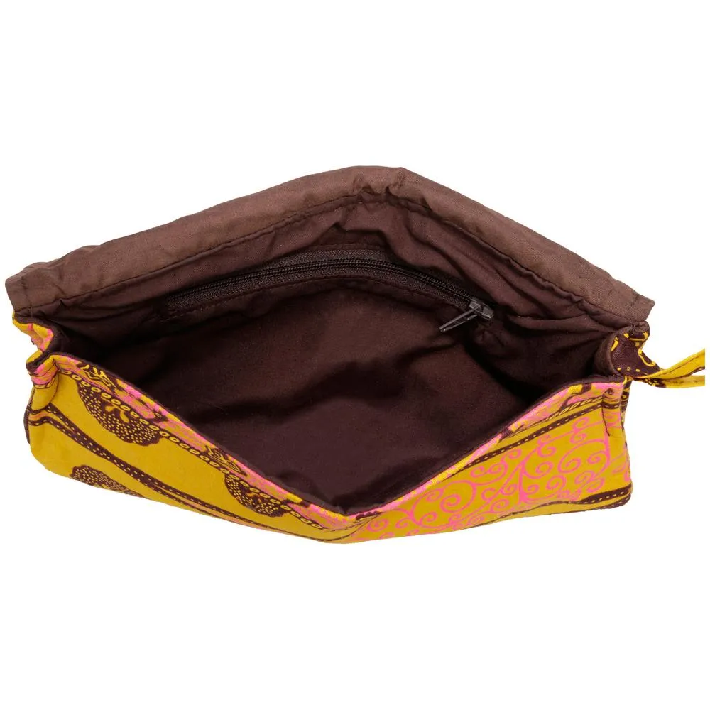 Rwandan Batik Wristlet Clutch - Harvest Moon