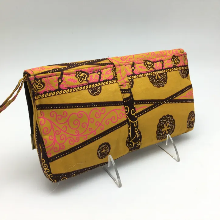 Rwandan Batik Wristlet Clutch - Harvest Moon