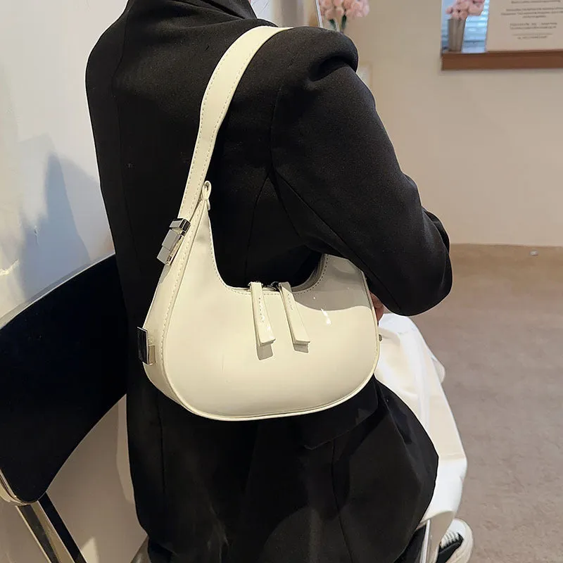 South Korea Ins Special-Interest Design Patent Leather Women Bag  New Spring Fashion All-Match Shoulder Bag Underarm Bag Fashion