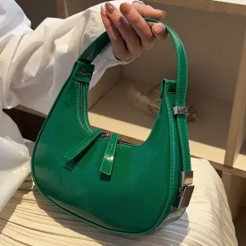 South Korea Ins Special-Interest Design Patent Leather Women Bag  New Spring Fashion All-Match Shoulder Bag Underarm Bag Fashion