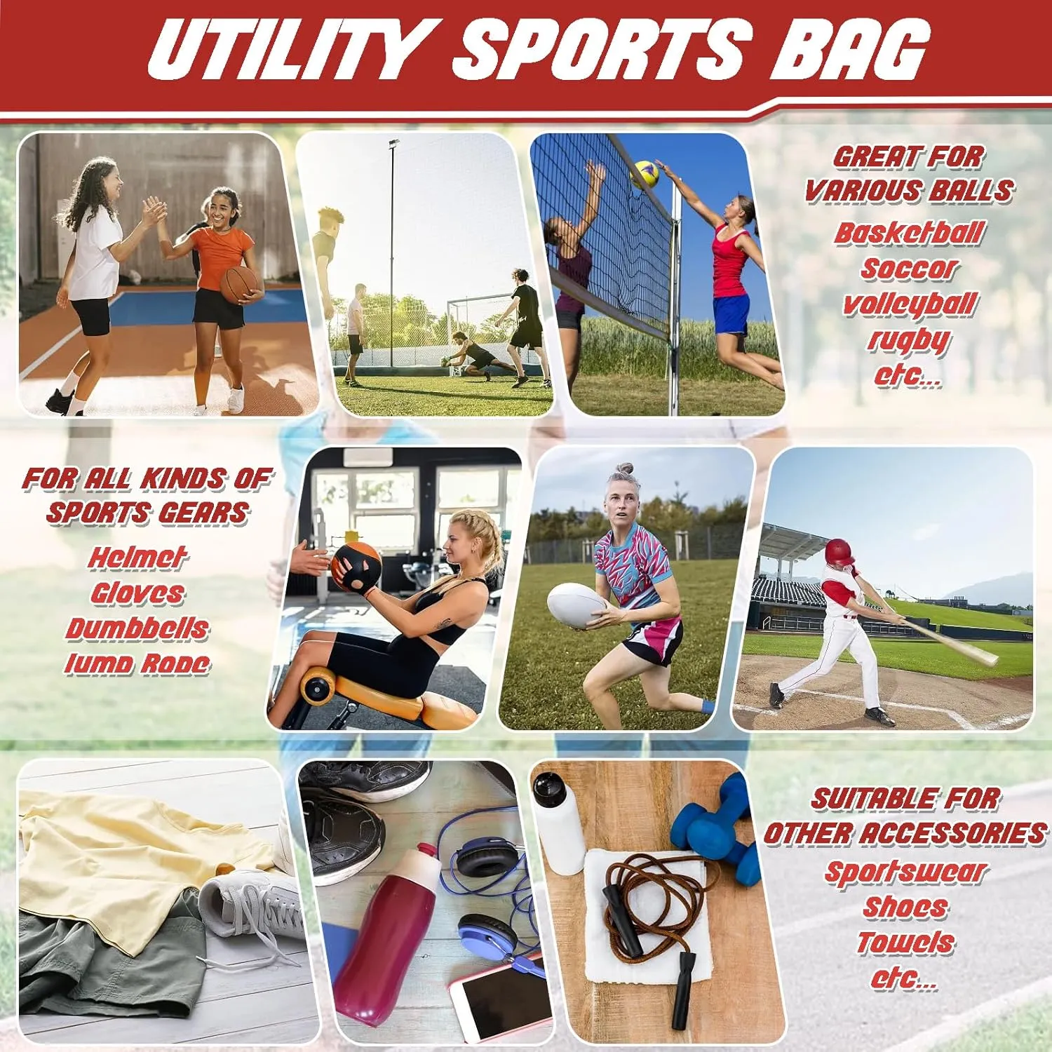 STAY GENT Drawstring Basketball Backpack for Boys, Foldable Soccer Backpack Gym Bag Sackpack Sports Sack with Detachable Ball Mesh Bag for Volleyball Baseball Yoga