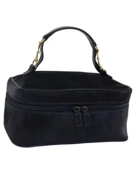 Suede Navy Vanity Cosmetic Pouch by Italian Designer