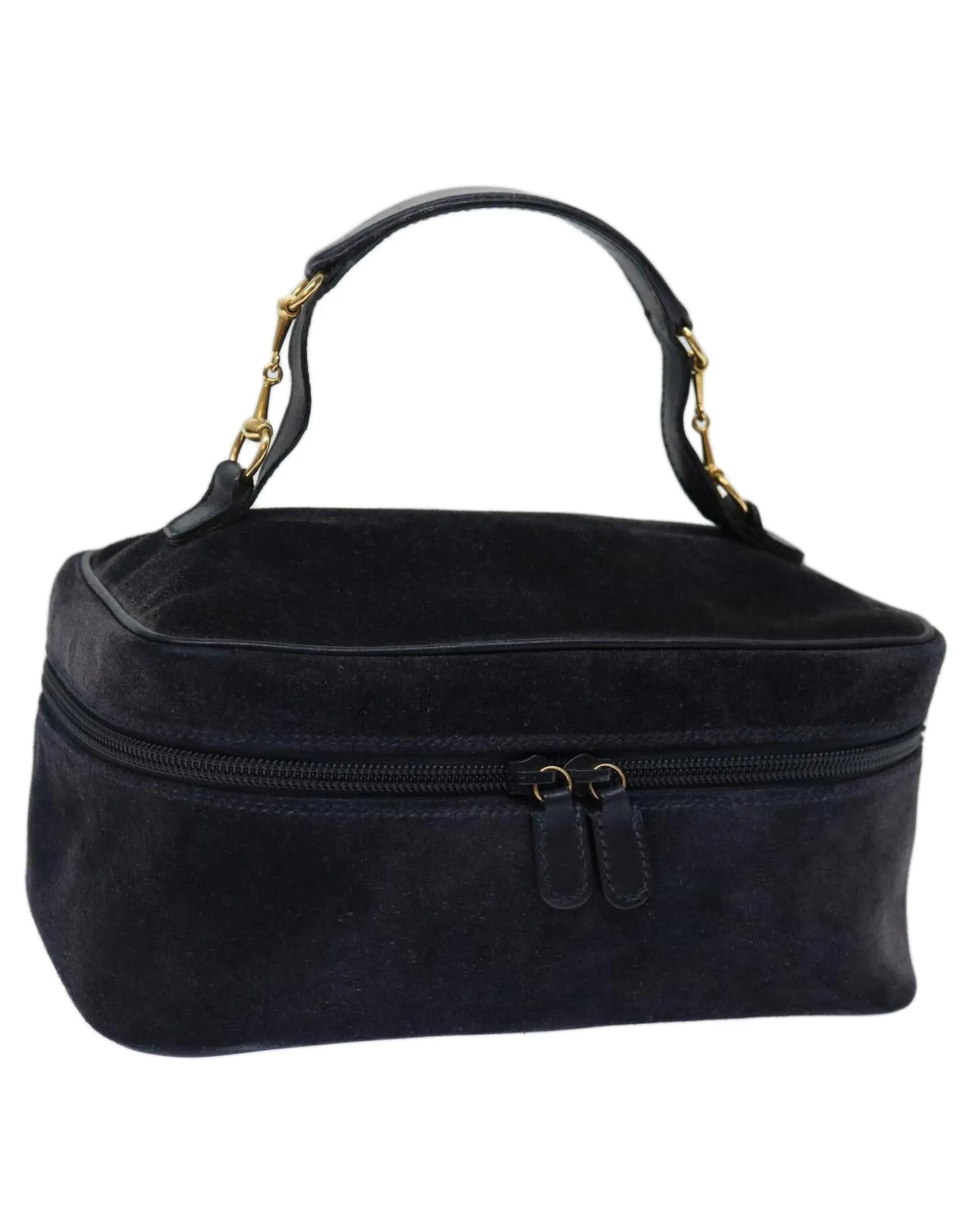 Suede Navy Vanity Cosmetic Pouch by Italian Designer