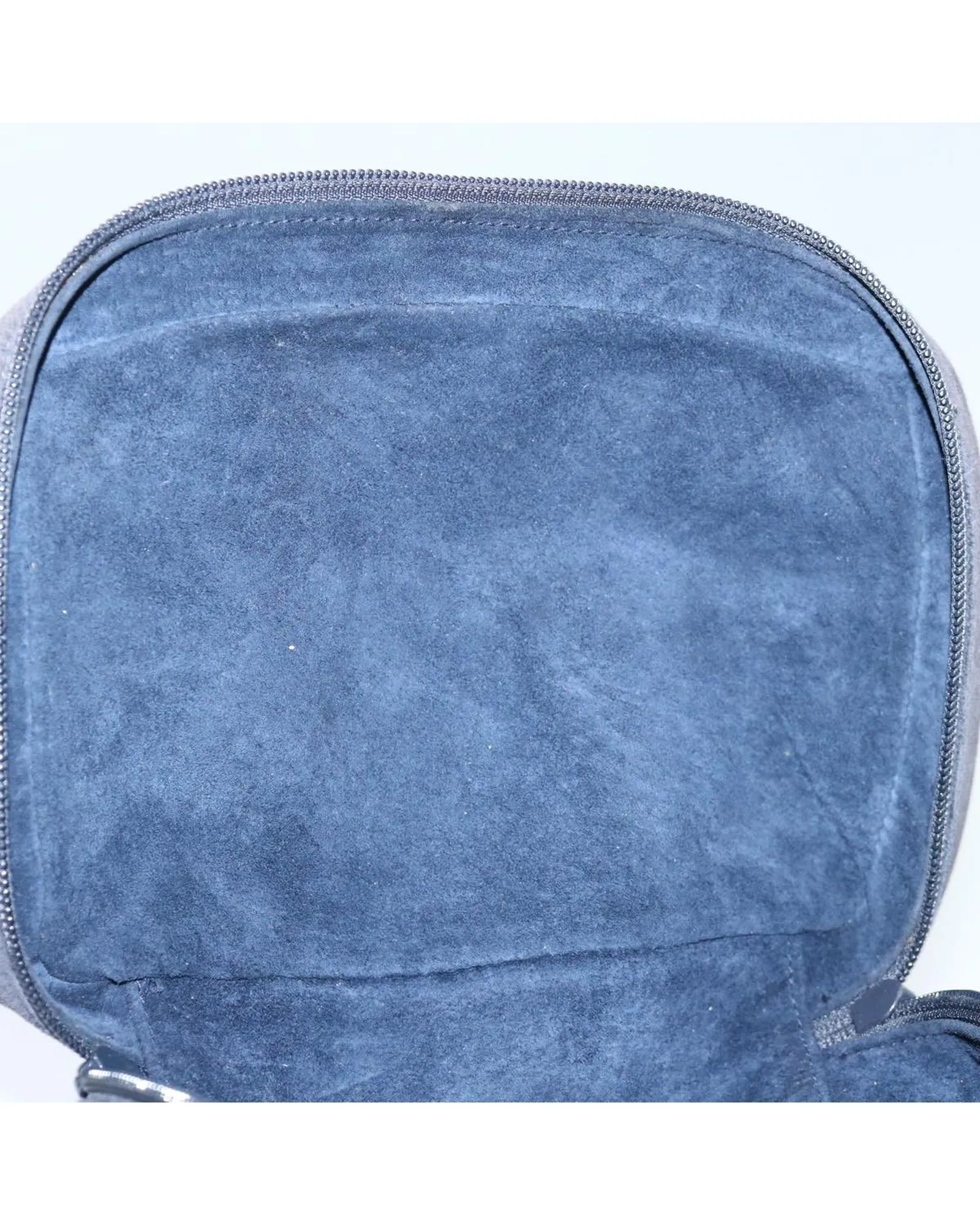 Suede Navy Vanity Cosmetic Pouch by Italian Designer