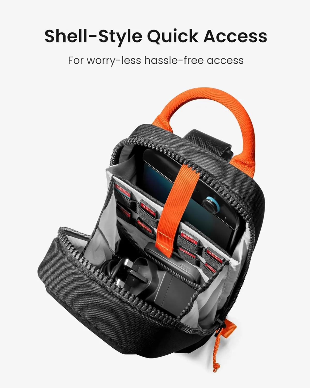 tomtoc Sling Crossbody Bag for Nintendo Switch 2, Protective Travel Chest Carrying Gaming Pouch with 8 Game Cartridges Slots