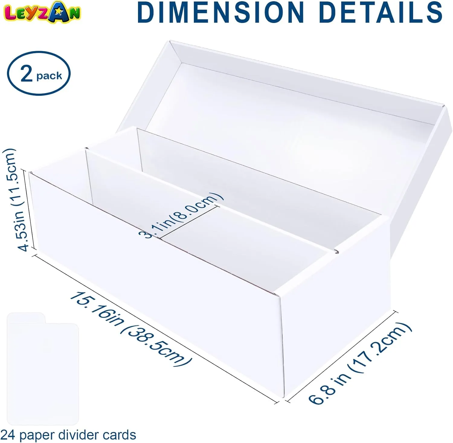 Trading Card Storage Box 2 Pack1600 Count Cardboard Organizer with Dividers for MTG, TCG, Sports, Toploader
