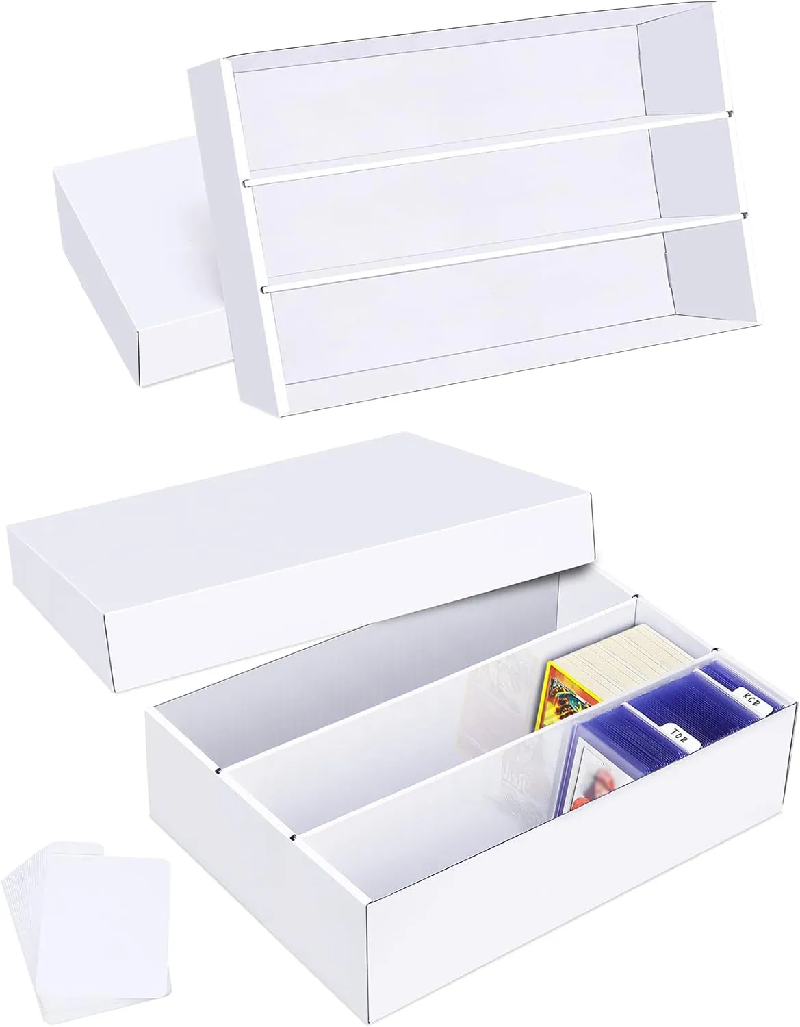 Trading Card Storage Box 2 Pack2400 Count Cardboard Organizer with Dividers for MTG, TCG, Sports, Toploader, Commander