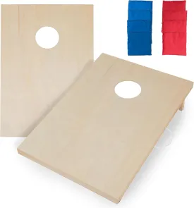 Triumph Sports 2x4 and 2x3 Solid Wood Premium Cornhole Sets - Poplar Veneer Plywood - Solid Wood Rear Legs - Interior Bag Storage - 8 Bags Included