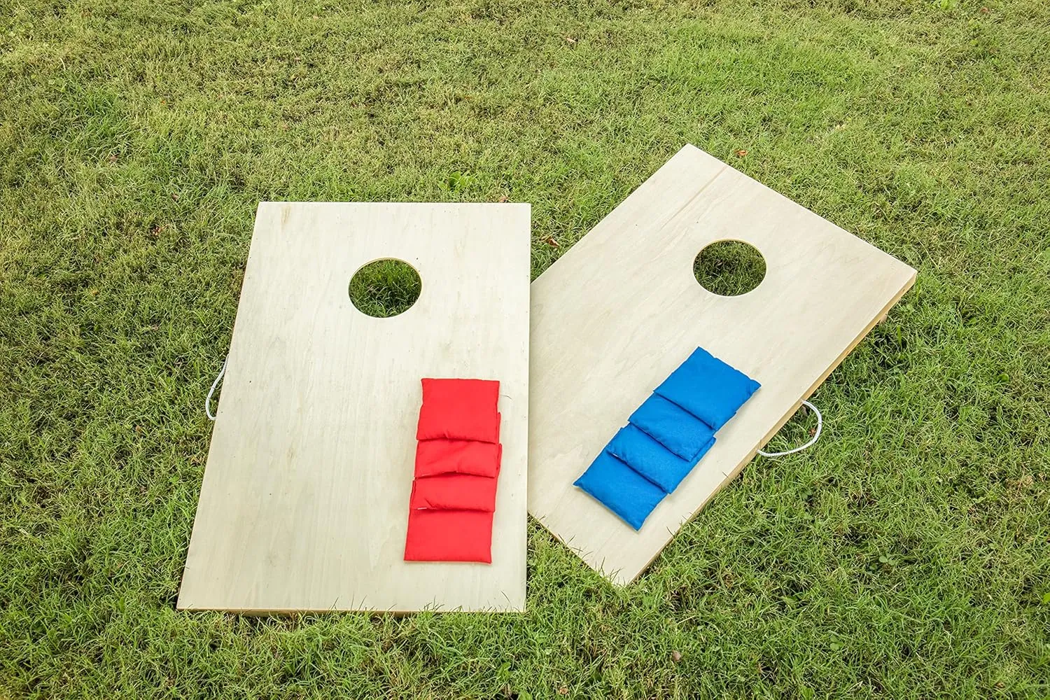 Triumph Sports 2x4 and 2x3 Solid Wood Premium Cornhole Sets - Poplar Veneer Plywood - Solid Wood Rear Legs - Interior Bag Storage - 8 Bags Included