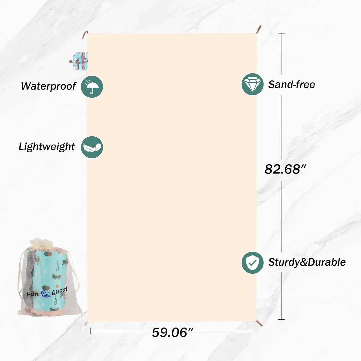 Ultralight Beach & Camping Blanket  0.42lb/0.66lb Waterproof & Sandproof | Quick-Dry, Compact, Fits in Pocket | Ideal for Travel, Hiking, Park Picnics & Outdoor Adventures