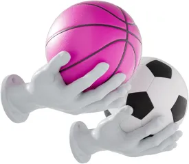 Wall Mount Basketball Holder,Ball Holder Wall Mount Football Wall Mount Hand Hanger for Basketball Football Soccer Baseball Shoes Gaming Headphone Room Decor Art Gifts for Boys Men Player-2PCS